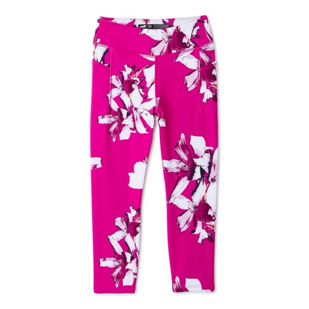 NWOT Avia Girls Large (10-12) Purple Flower Leggings